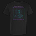 Botanical Blight vintage horror graphic tee featuring a figure overtaken by plant growth in purple and blue on a black Comfort Colors tee.