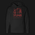 Black hoodie with vintage red vampire design
